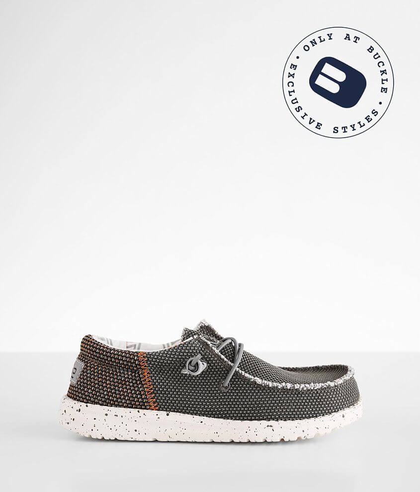 Boys Hey Dude Wally Shoe Boy's Shoes in Orange Twist Buckle