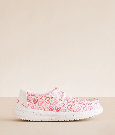 HEYDUDE™ Girls - Wendy Y Watercolor Hearts Shoe front view