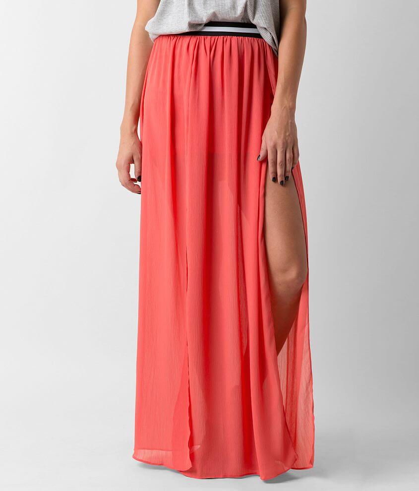 Lush Crinkle Maxi Skirt front view