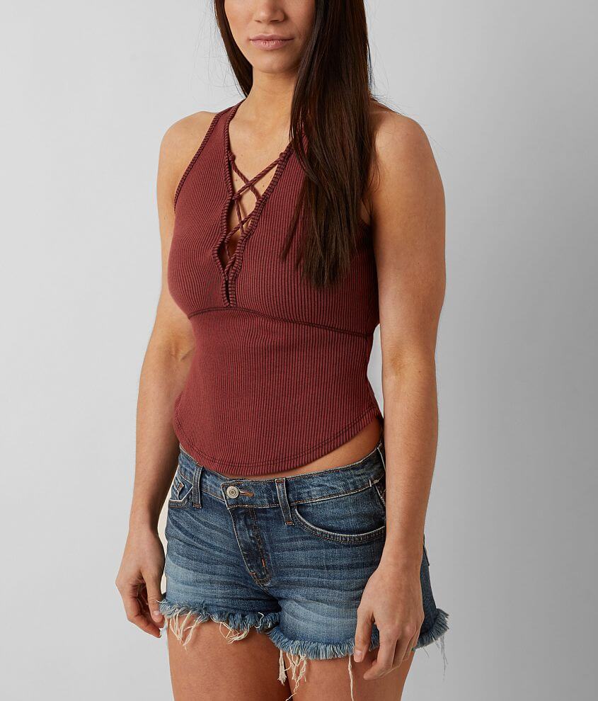 Lush Ribbed Tank Top front view