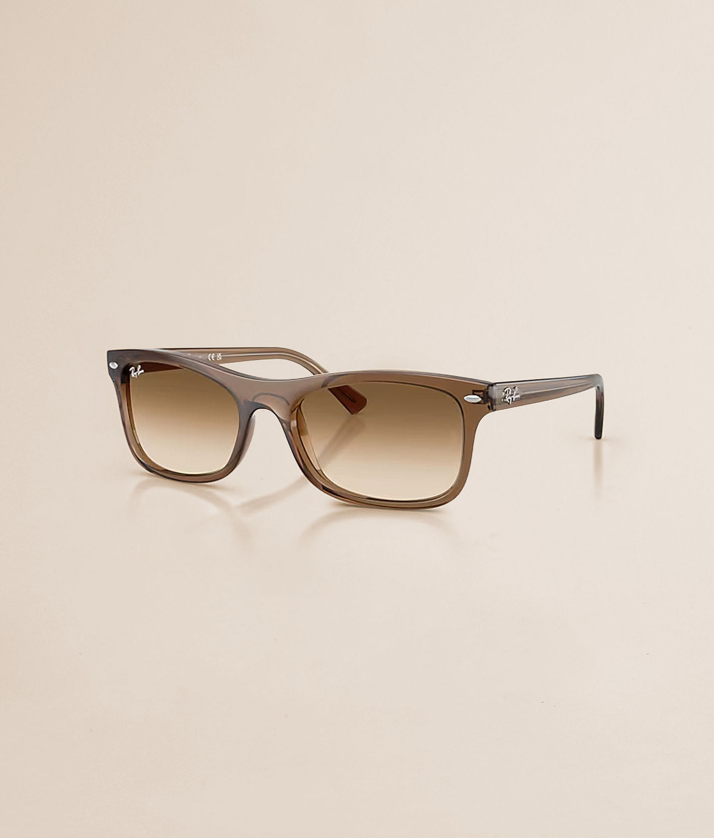Ray-Ban Women\'s Brown Transparent Frame Sunglasses with Brown Gradient Lenses RB2210 Sunglasses in Transparent Brown and Clear & Brown  main image 3