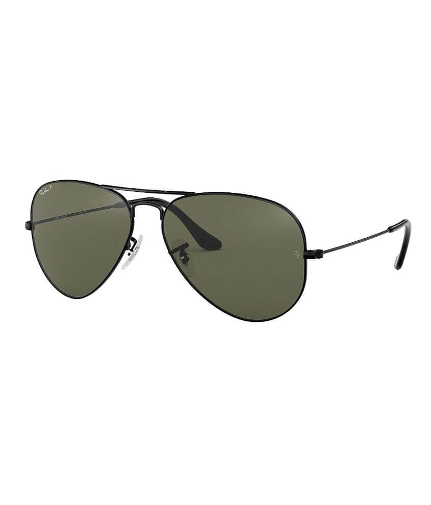 Ray Ban Polarized Aviator Sunglasses Women S Sunglasses Glasses In Black Crystal Green Buckle