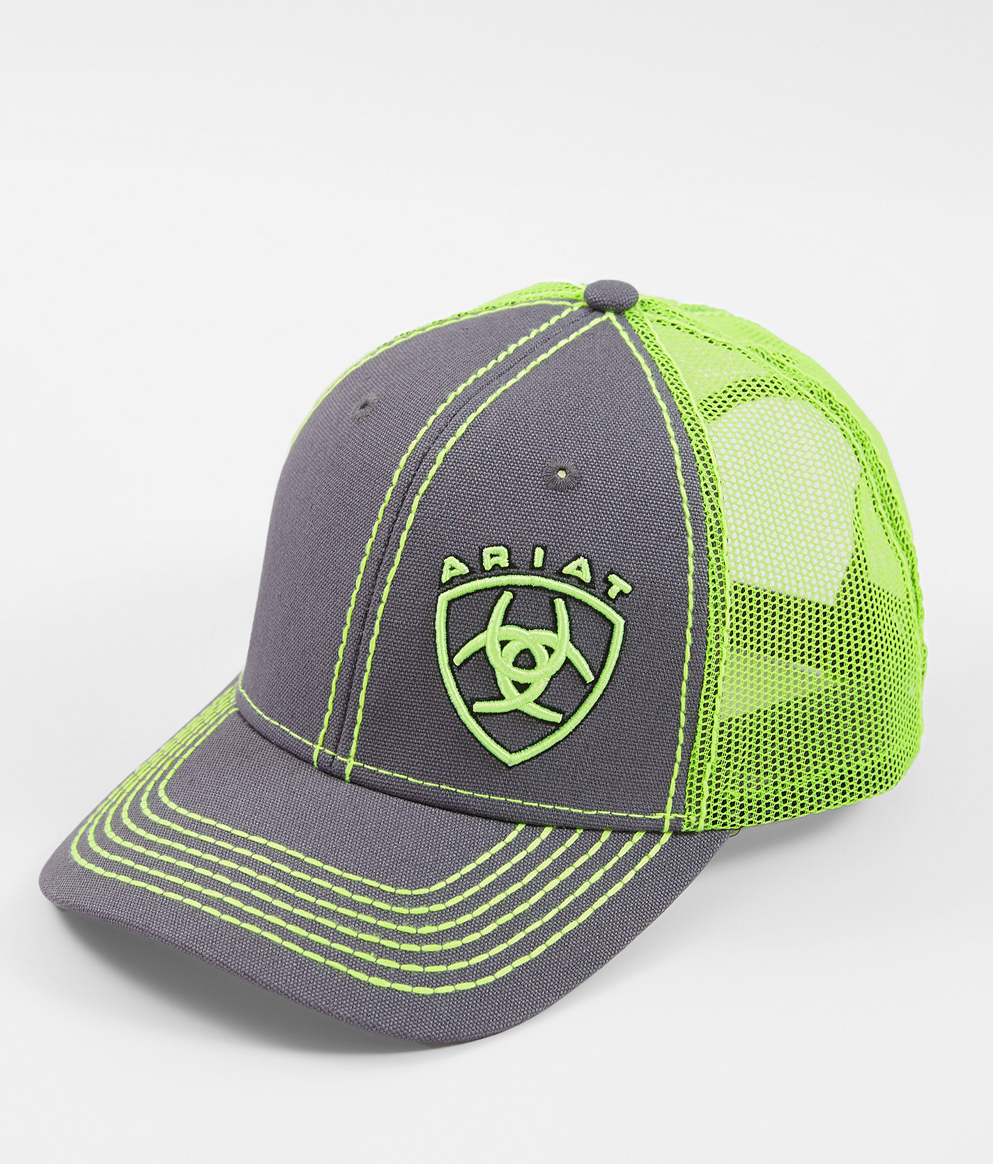 Ariat Offset Trucker Hat Men's Hats in Green Buckle