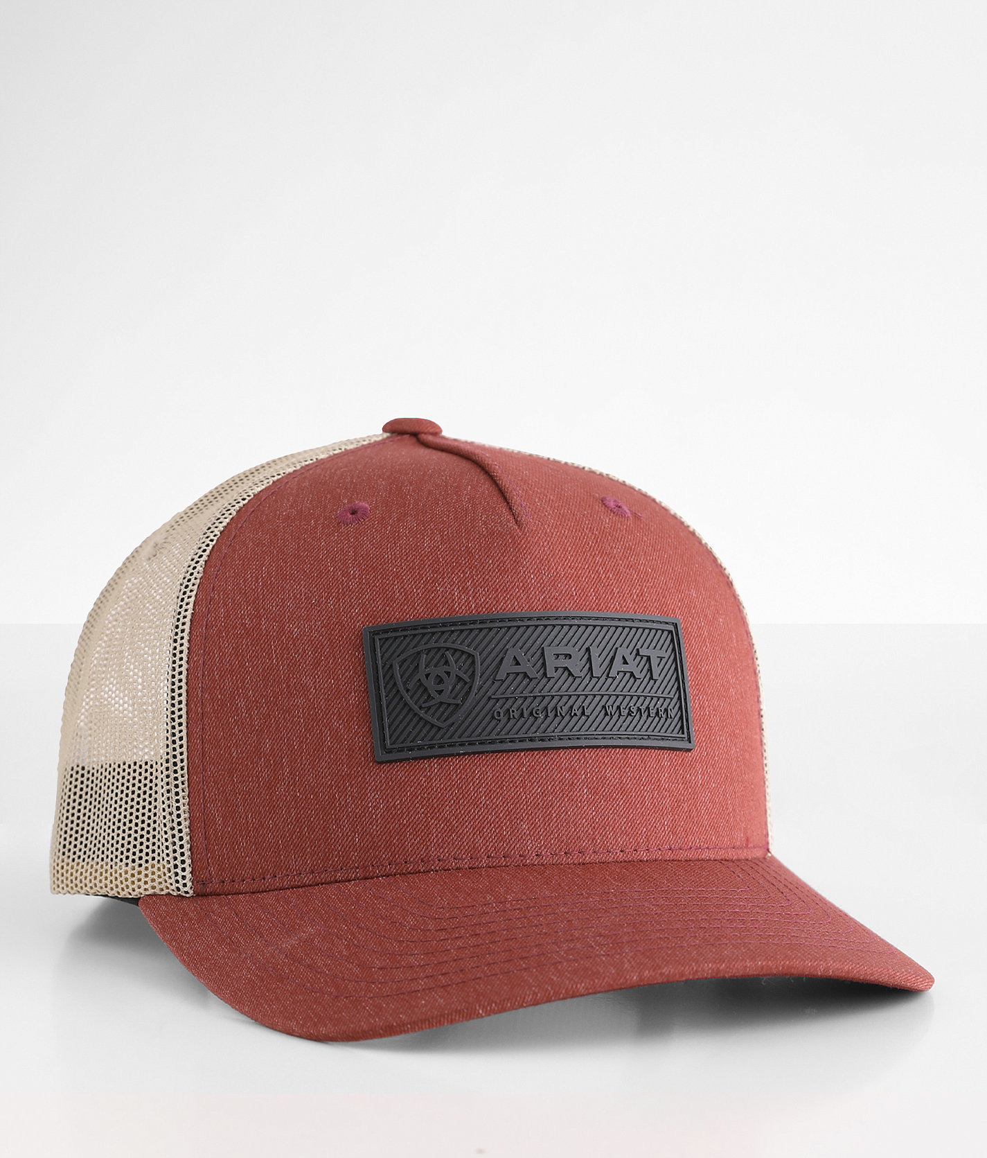 ARIAT Rount Patch Trucker Hat - Burgundy Structured Cap With Snap Closure | Casual Fashion Hat - View #11