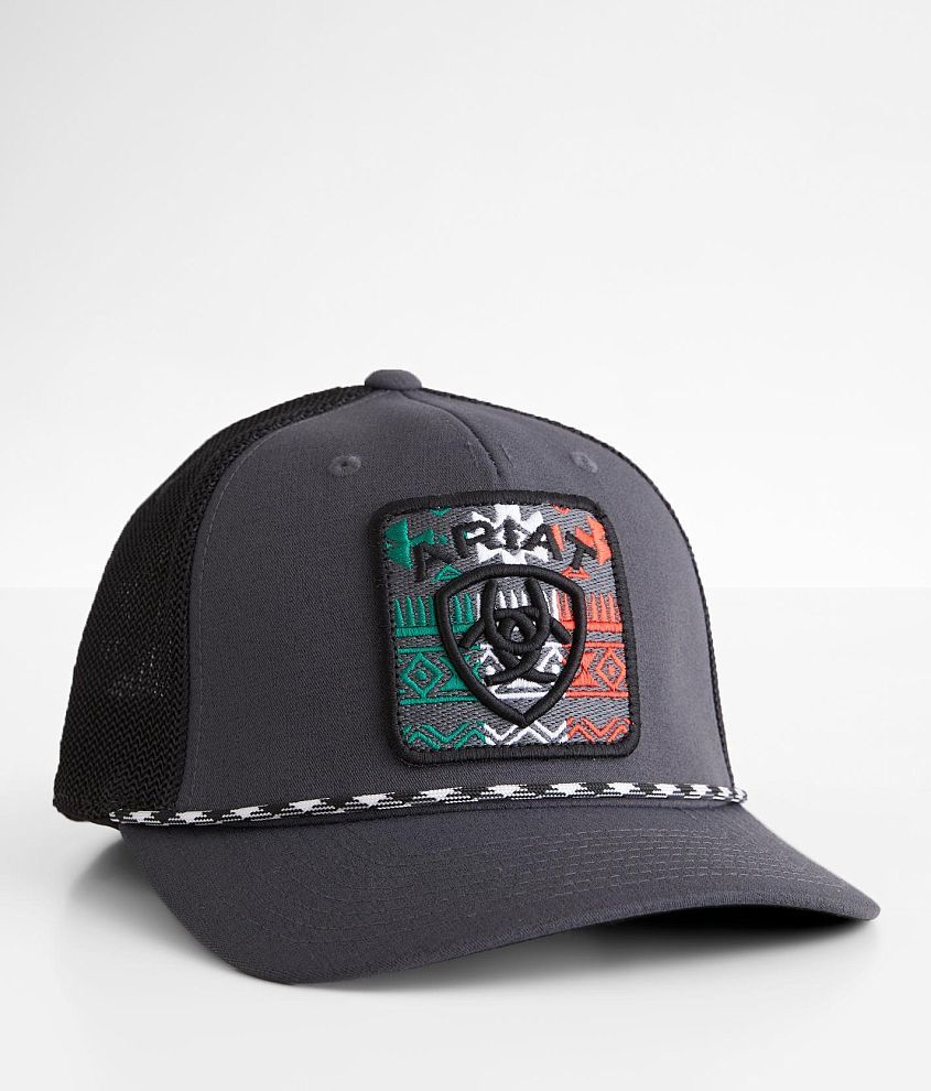Ariat Mexico Flag 110 Flexfit Trucker Hat - Men's Hats in Grey