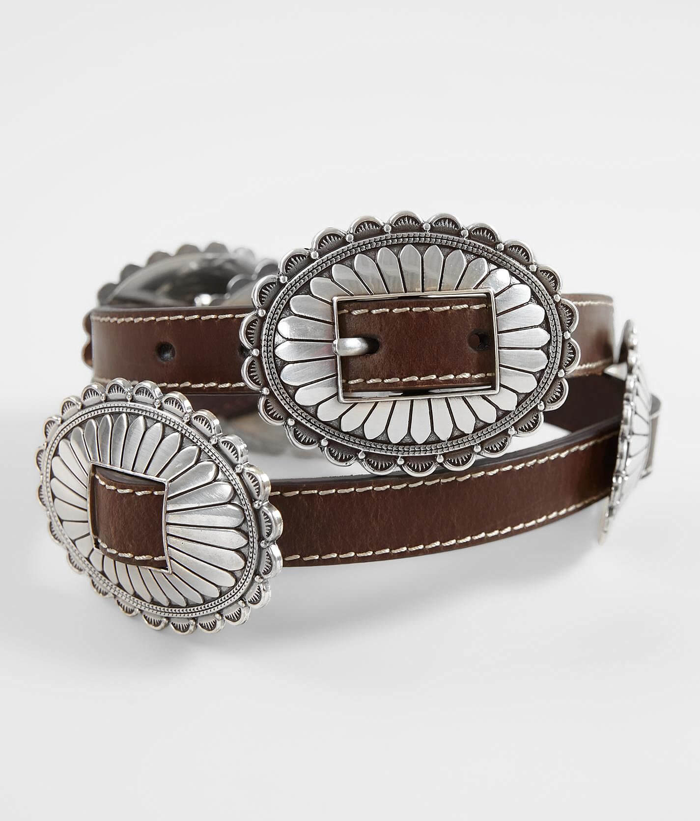 Nocona Metal Conch Leather Belt - Women's Belts in Brown | Buckle