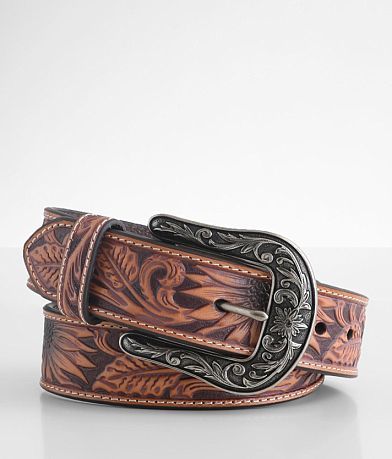 Nocona Sunflower Leather Belt front view