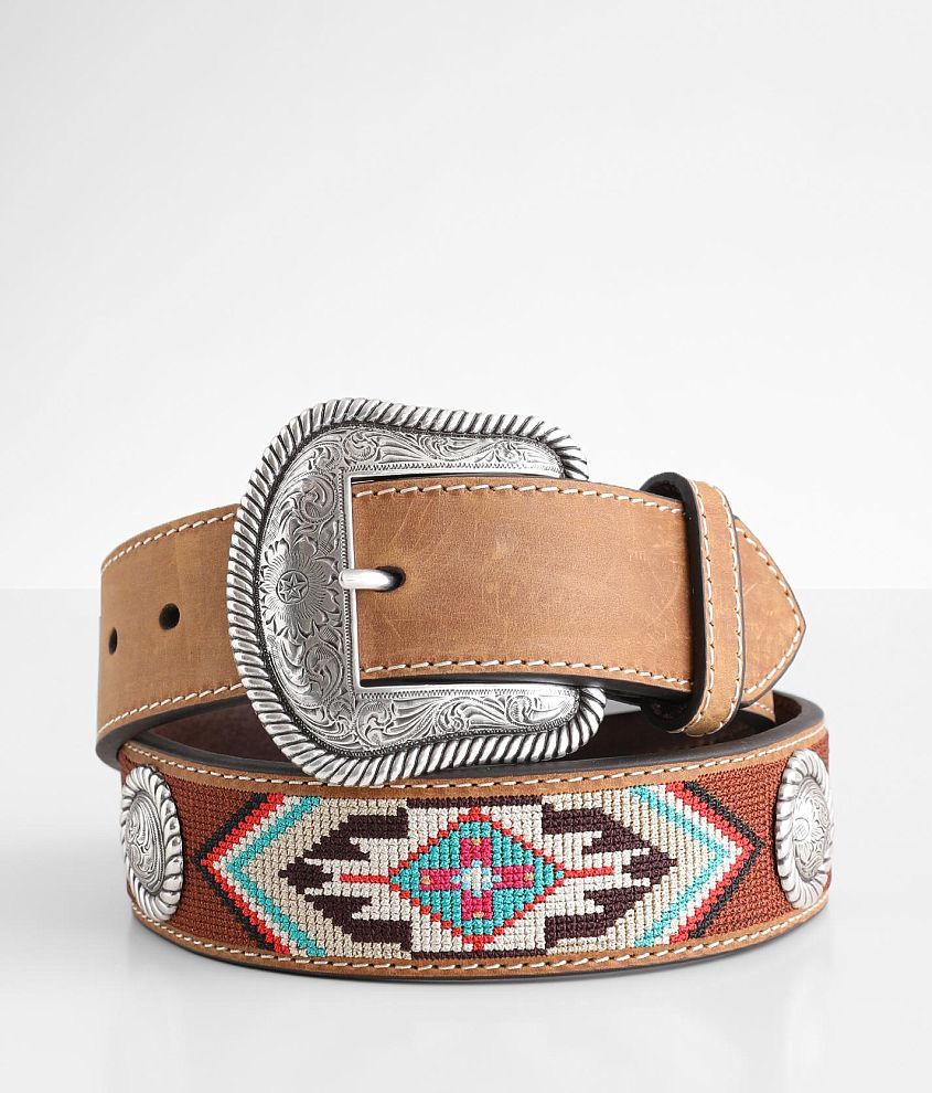 Nocona Southwestern Conch Leather Belt front view