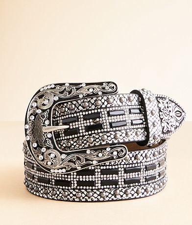 Nocona Super Glitz Leather Belt front view