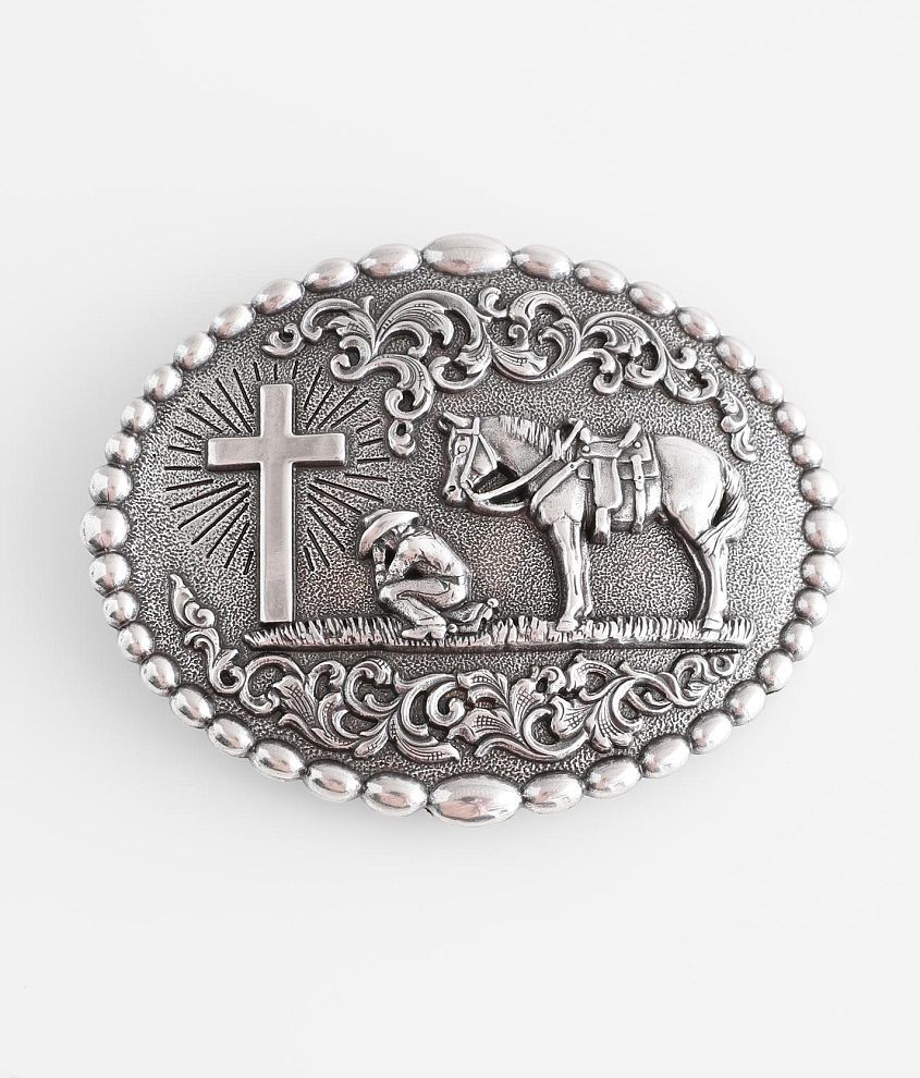 Nocona Cowboy's Prayer Belt Buckle front view