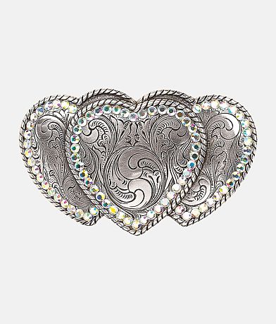 Nocona Glitz Triple Heart Buckle front view
