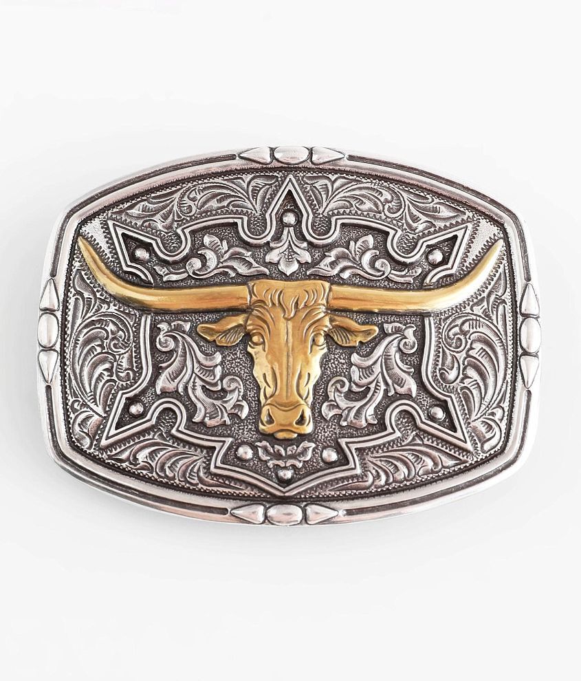 Nocona Western Belt Buckle Mens Rectangle Longhorn Rope 37524