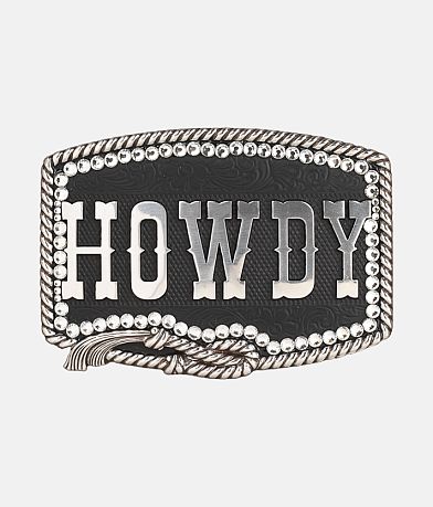 Blazin Roxx® Howdy Rhinestone Belt Buckle front view