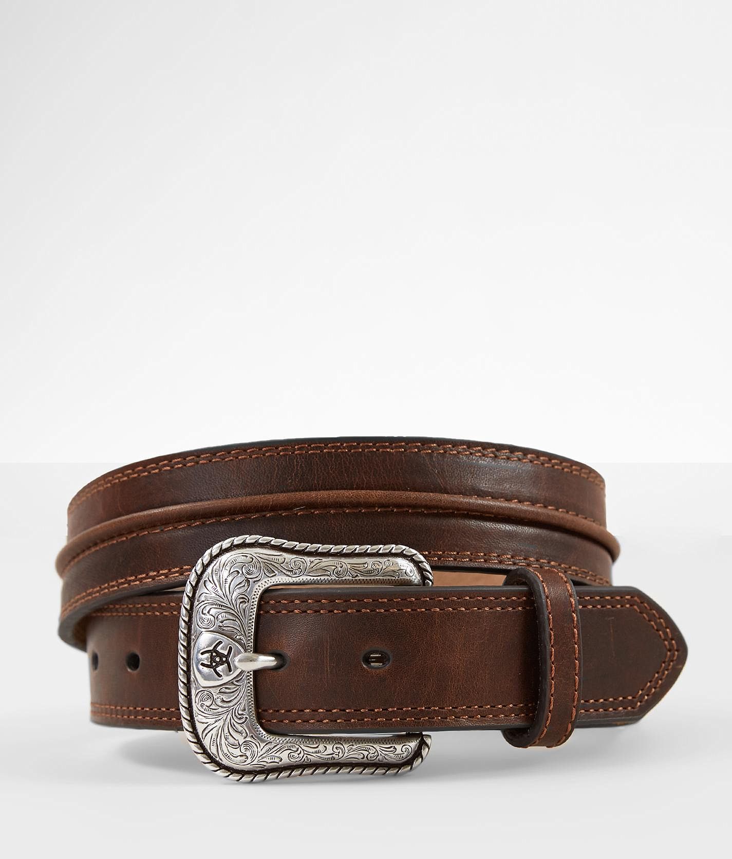 Ariat Leather Belt Men s Belts in Brown Buckle