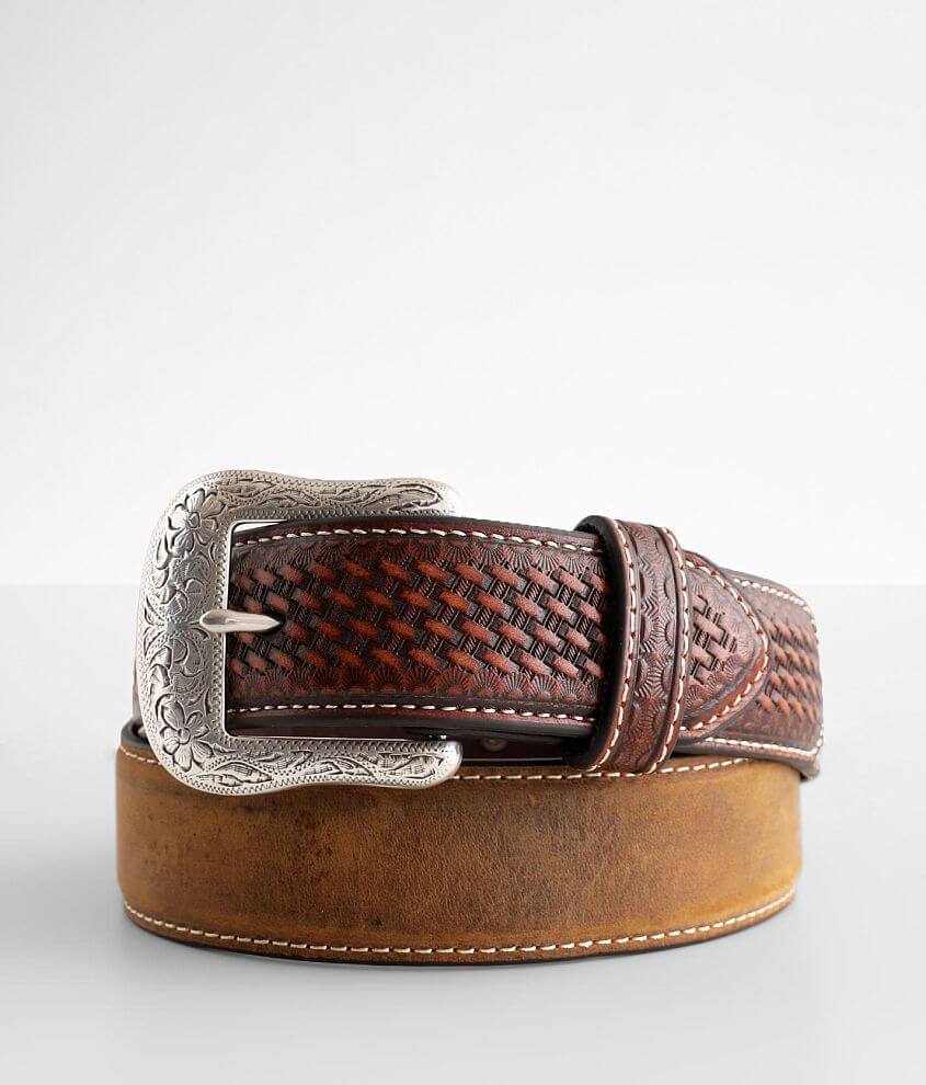 Basketweave Leather Belts - The Ben Silver Collection