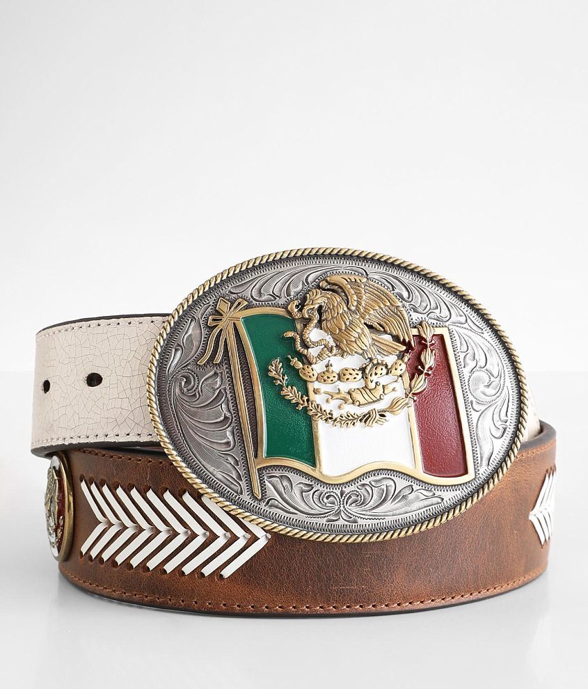 Ariat Mexico Concho Leather Belt - Men's Belts in White | Buckle