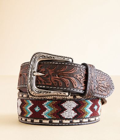 Ariat Seed Bead Leather Belt front view
