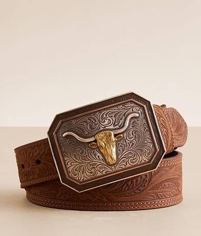 Ariat Floral Embossed Leather Belt front view