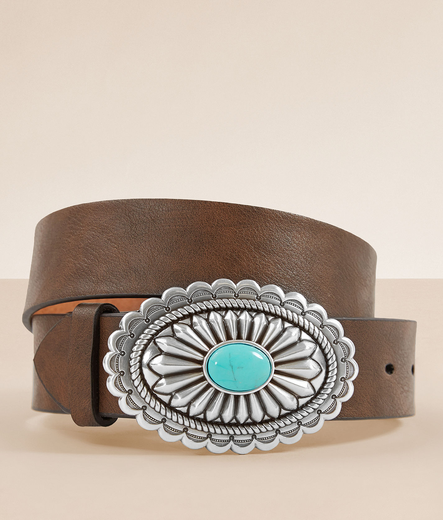 Ariat Turquoise Stone Basic Leather Belt - Women's Belts in Brown