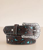 Ariat Embossed Turquoise Leather Belt - Women display picture 1