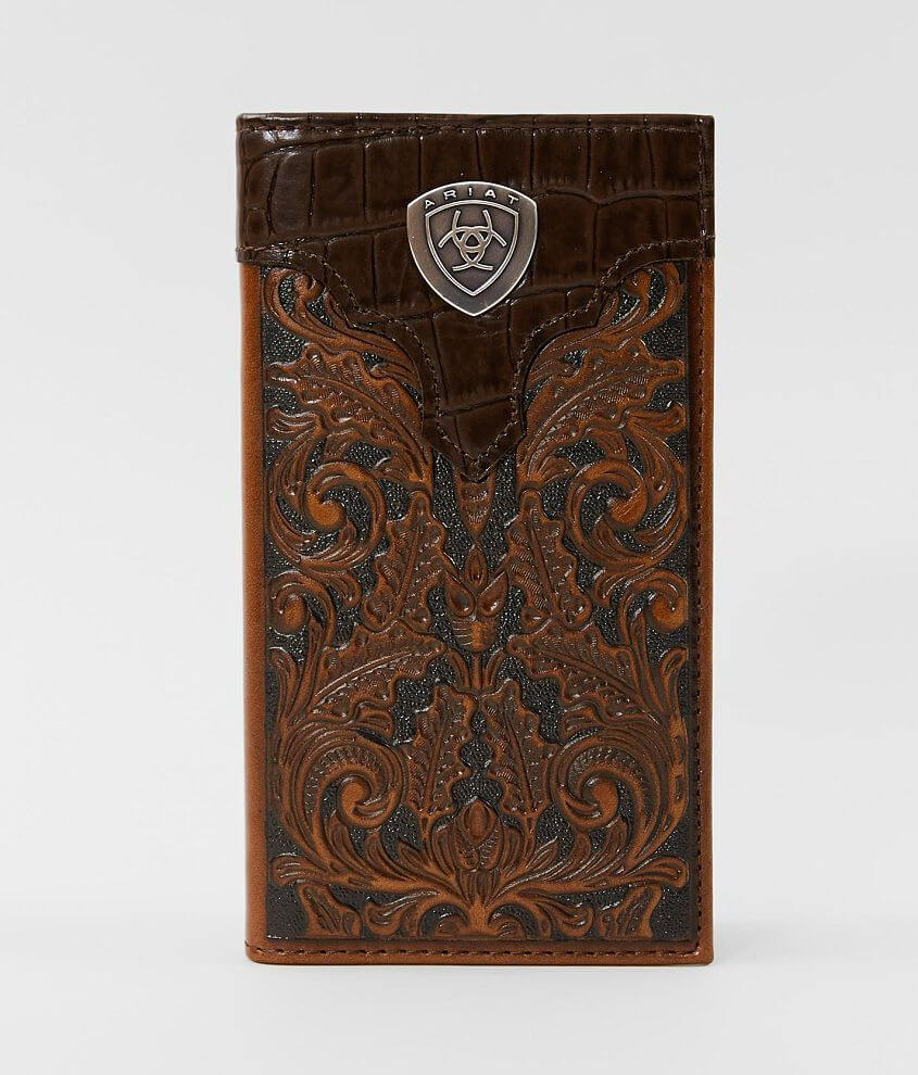 Ariat Tooled Rodeo Leather Wallet - Men's Bags in Brown | Buckle