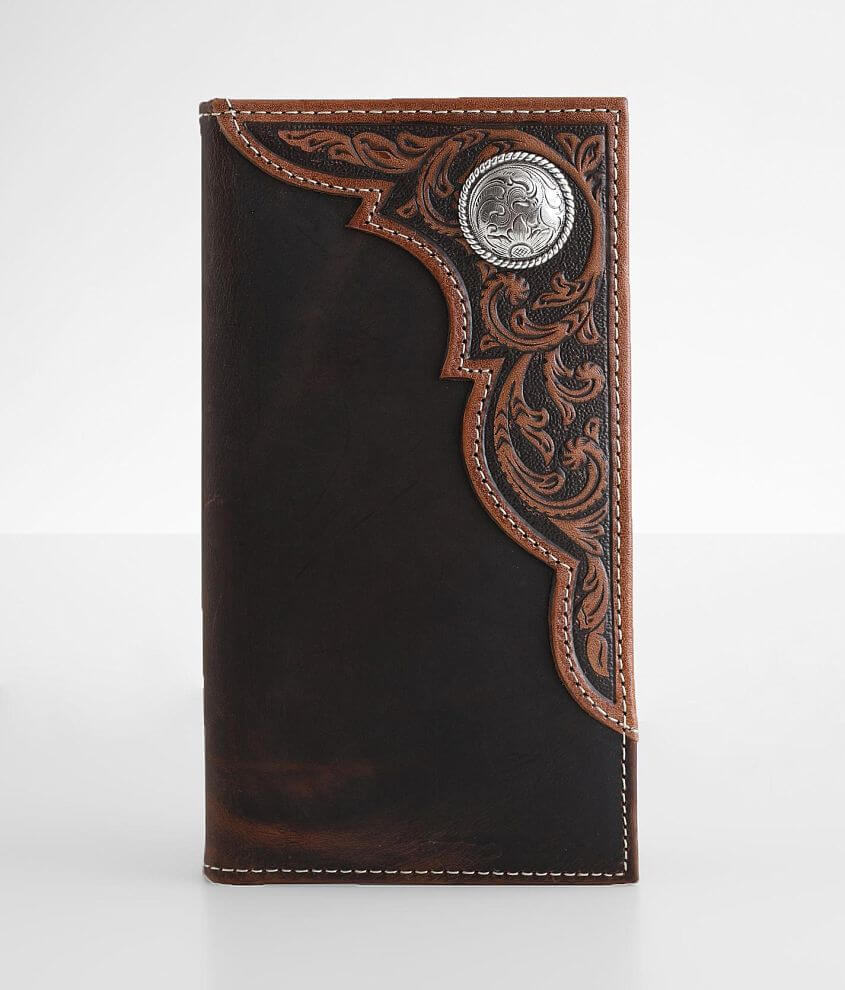 RA_BA3064-A1 P&G GENUINE LEATHER TOOLED BROWN MEN WALLET WESTERN