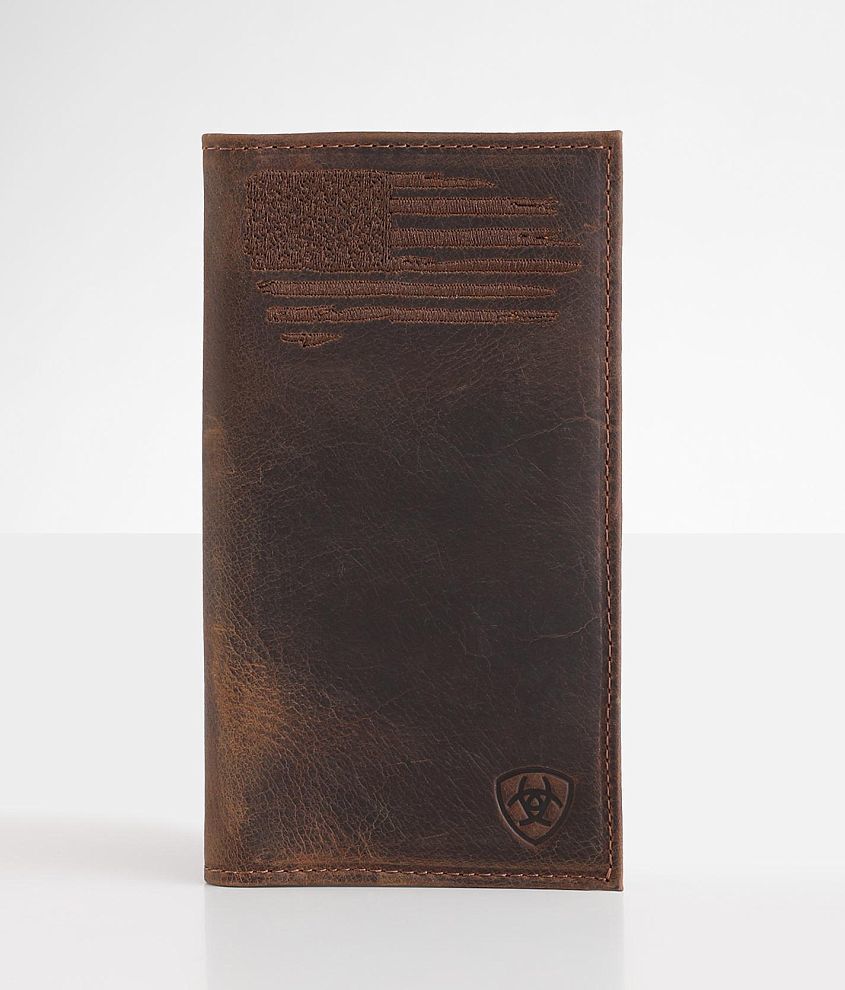 Ariat Rodeo Flag Leather Wallet front view