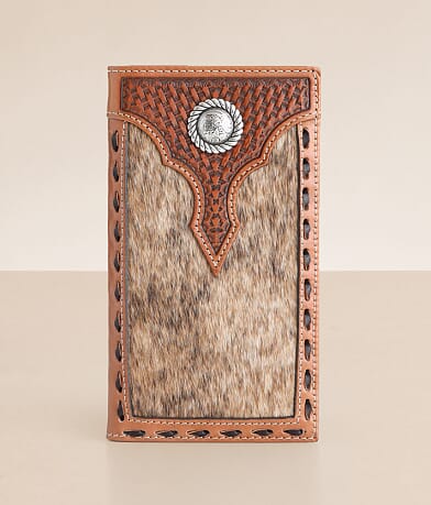 Ariat Basket Weave Leather Rodeo Wallet front view