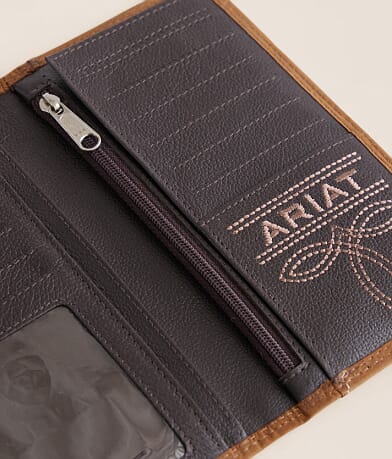 Ariat Leather Rodeo Checkbook Wallet - Men's Bags & Wallets in Brown ...