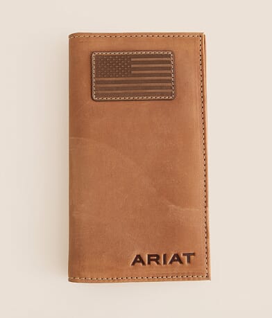 Ariat Flag Leather Rodeo Wallet front view