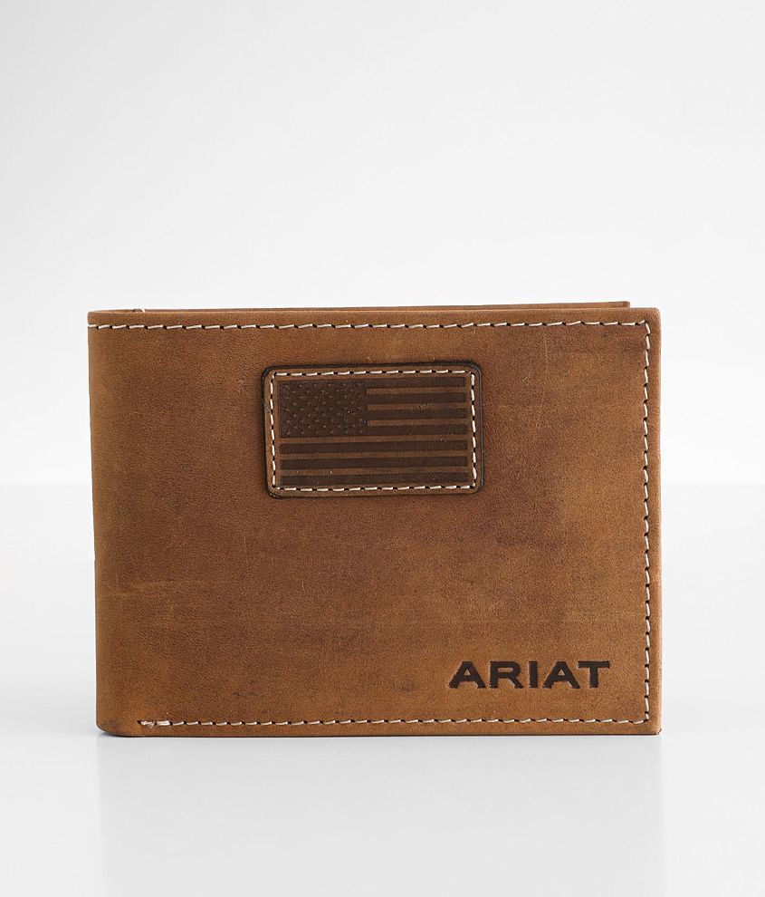 Ariat USA Flag Leather Wallet front view