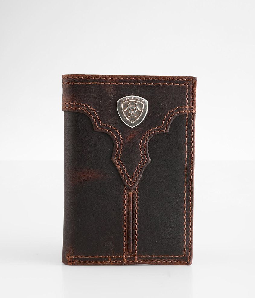 Ariat Embroidered Leather Wallet front view