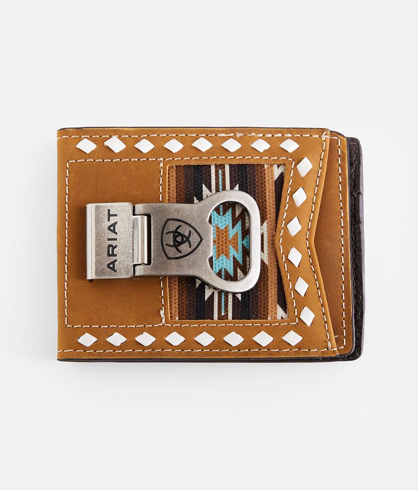 Ariat Southwestern Leather Money Clip Wallet front view