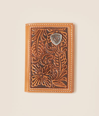 Ariat Tooled Leather Wallet front view