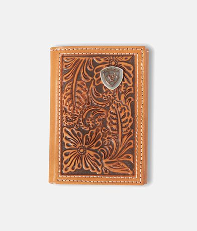 Ariat Tooled Leather Wallet front view