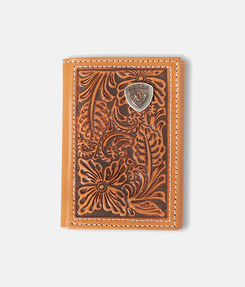 Ariat Tooled Leather Wallet front view