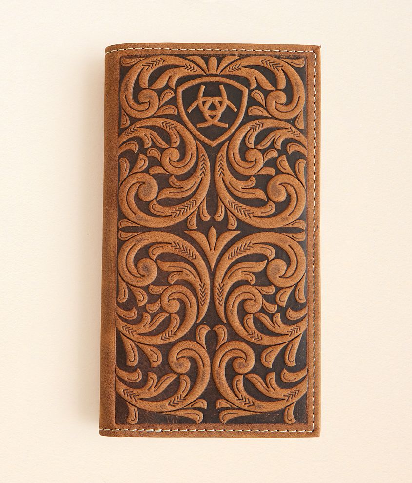 Ariat Tooled Rodeo Leather Wallet front view