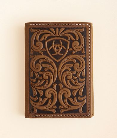 Ariat Tooled Leather Wallet front view