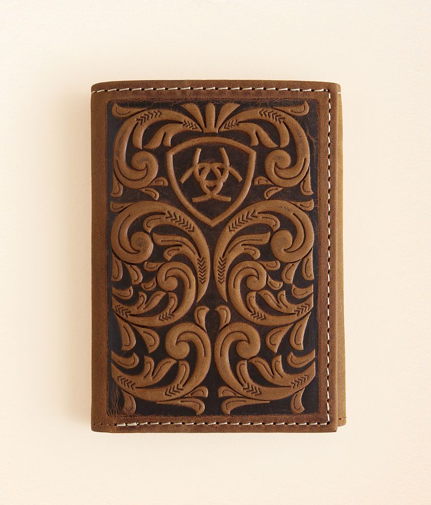 Ariat Tooled Leather Wallet front view