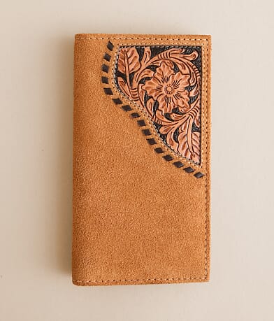 Ariat Tooled Rodeo Leather Wallet front view