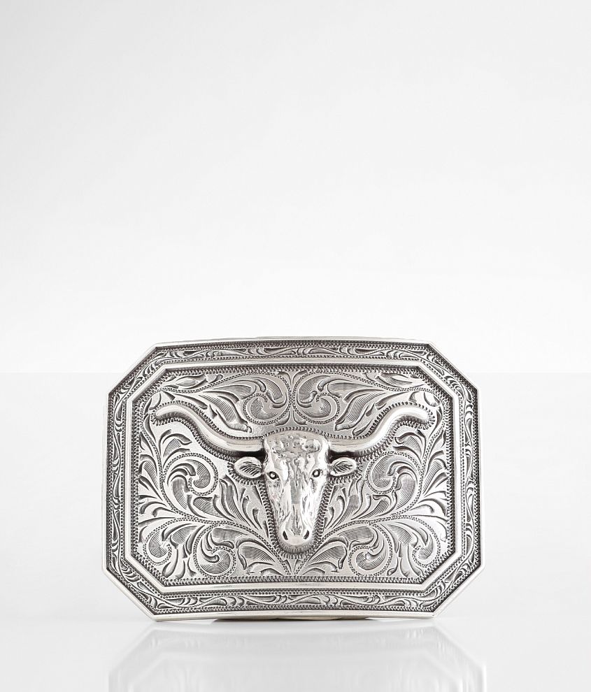 Ariat Silver Longhorn Motif Rectangle Buckle A37008