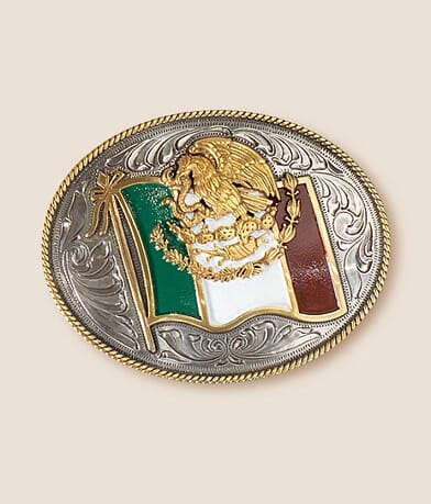 Ariat Mexico Flag Belt Buckle front view