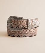 Angel Ranch Embroidered Lace Glitz Leather Belt - Women display picture 1