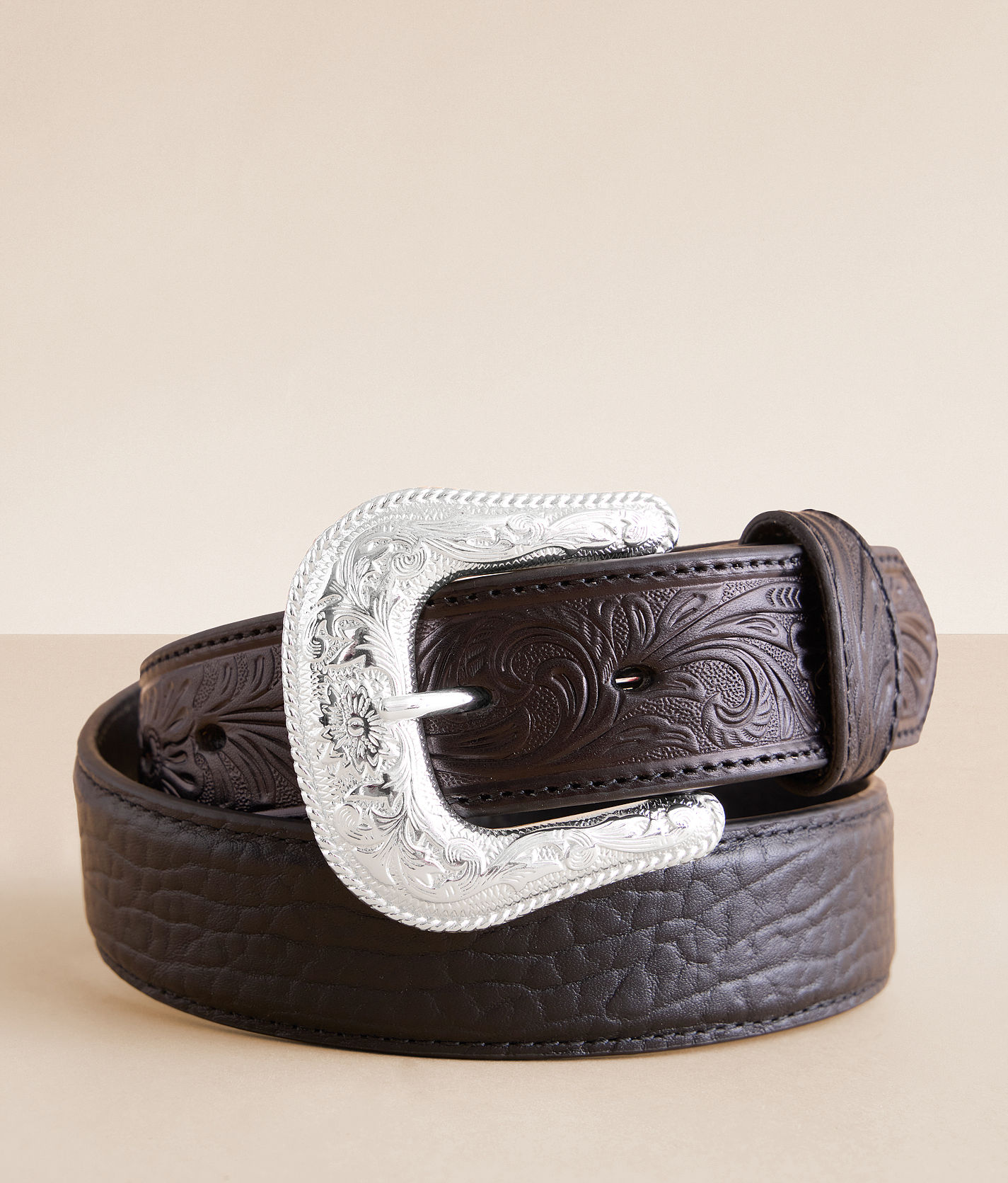 ハルノブムラタCUPOLABELT - BUTTON LEATHER BELT Nocona Bullhide Leather Belt - Men's Belts in Black | Buckle