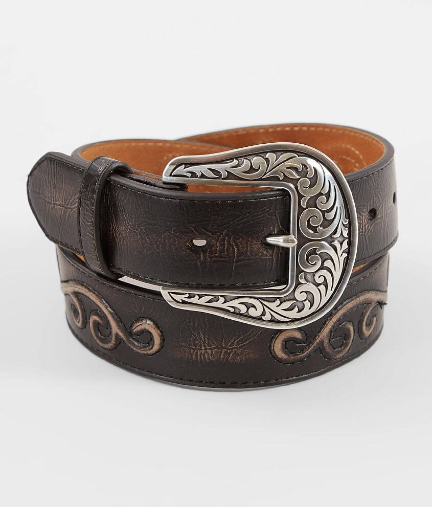 Nocona Embossed Leather Conch Belt front view