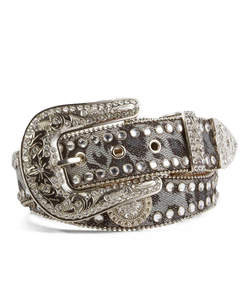 Blazin Roxx Leopard Print Leather Belt - Clothing in Grey  display picture 3