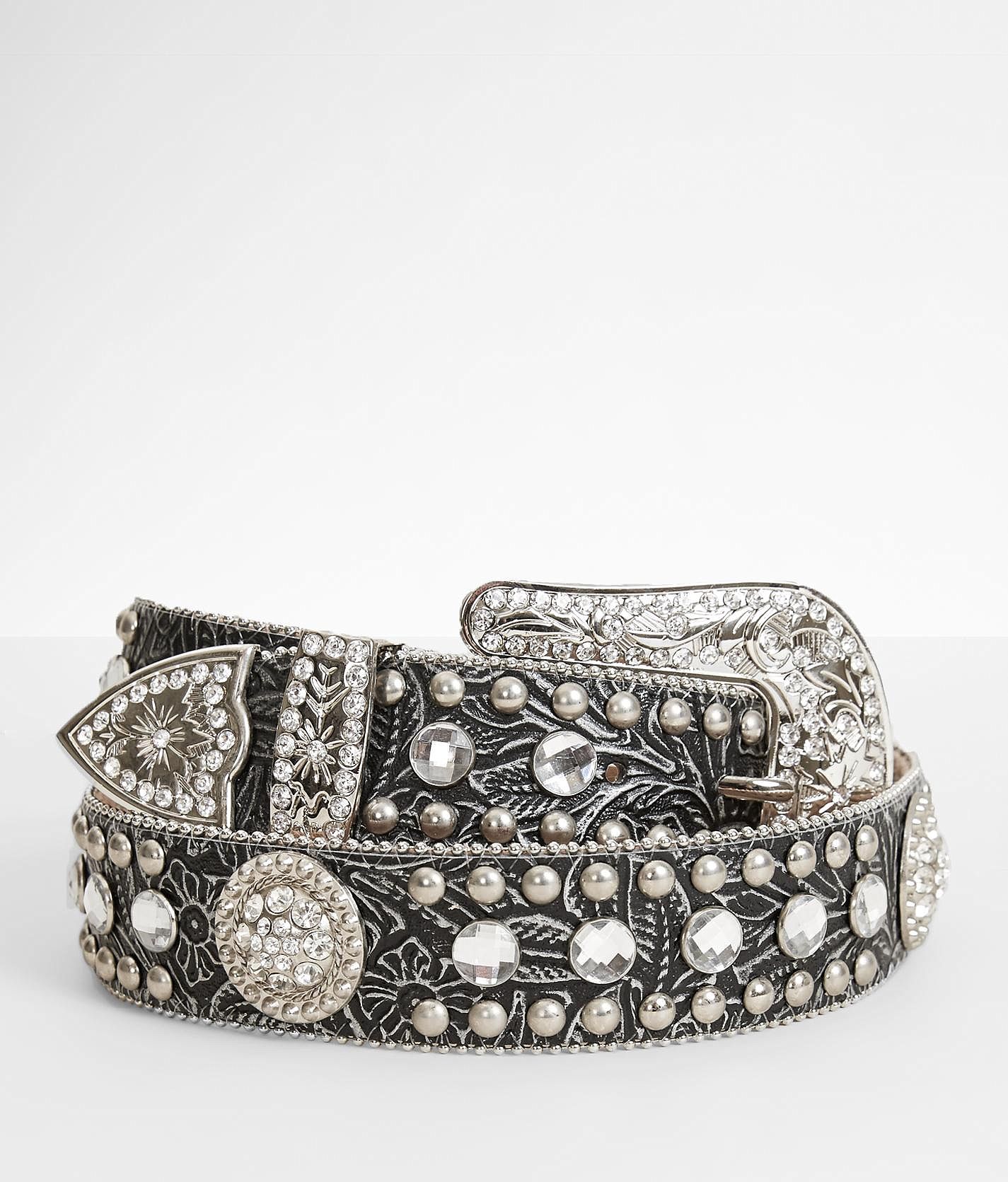 Blazin Roxx, Ladies Black & Gray Rhinestone Concho Belt - Wilco