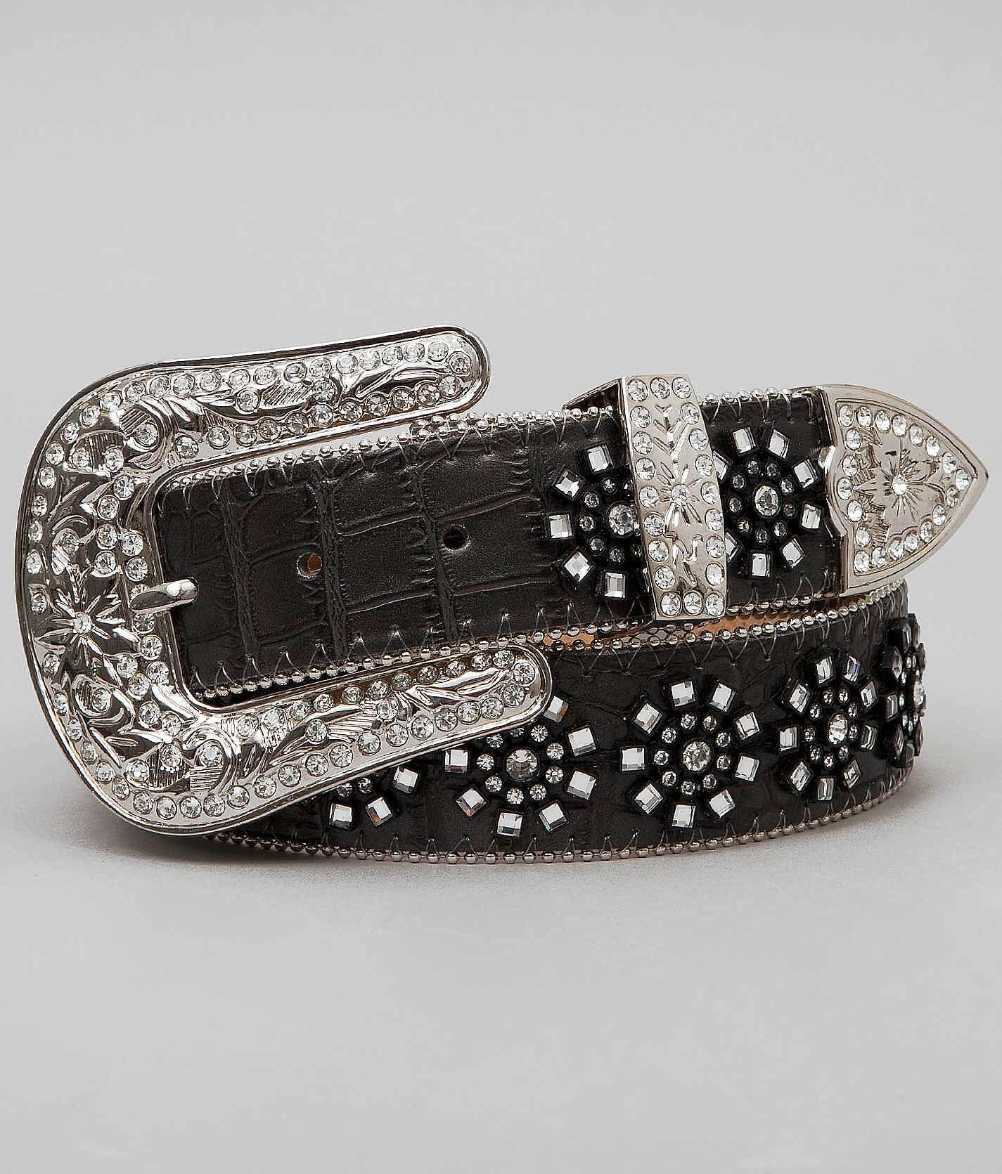 The Buckle Blazin Roxx Glitz Leather Rhinestone Belt Blazin Roxx Scalloped Rhinestone Cross Croc Print Belt  main image 4