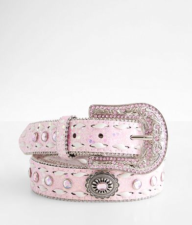 Angel Ranch Girls - Glitter Western Leather Belt front view
