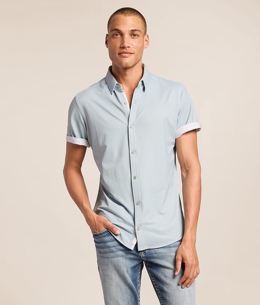 J.B. Holt Men's Polyester Standard Performance Stretch Shirt in Blue Grey/Blue | Size: 3XL | Buckle